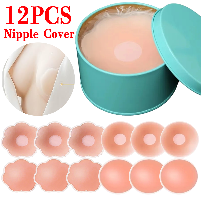 Push Up Bra Silicone - 6/12 pièces Cache-tétons invisibles auto-adhésifs réutilisables