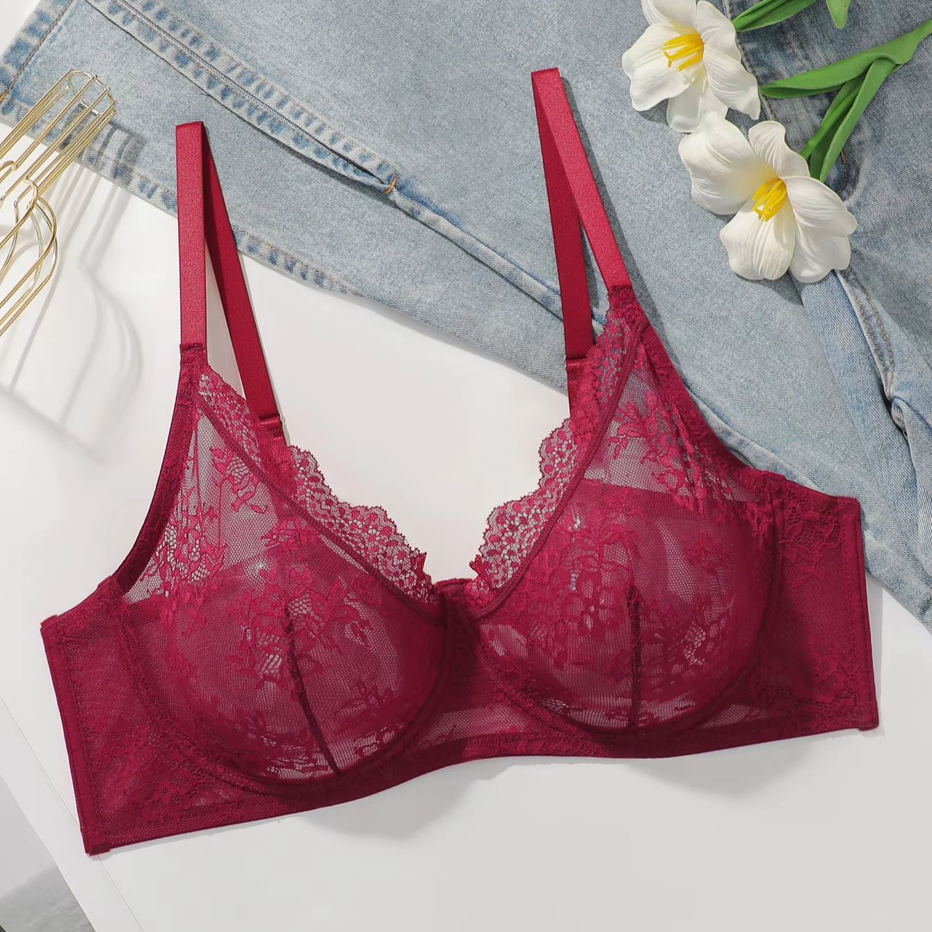 Soutien-gorge transparent en d - Sheer Bra Lace avis et prix